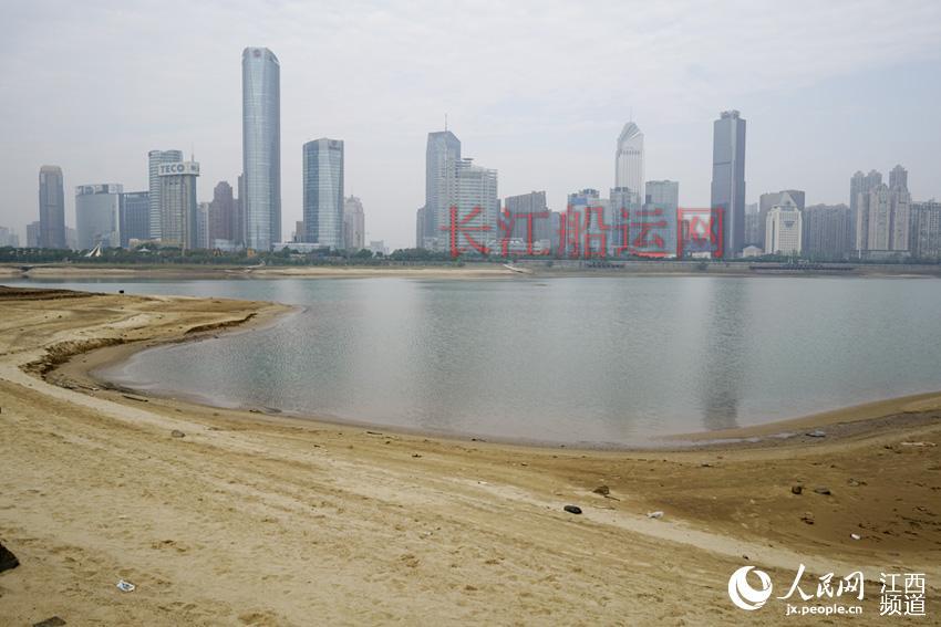 水位走低，赣江南昌段呈现出冬日萧瑟的景象。