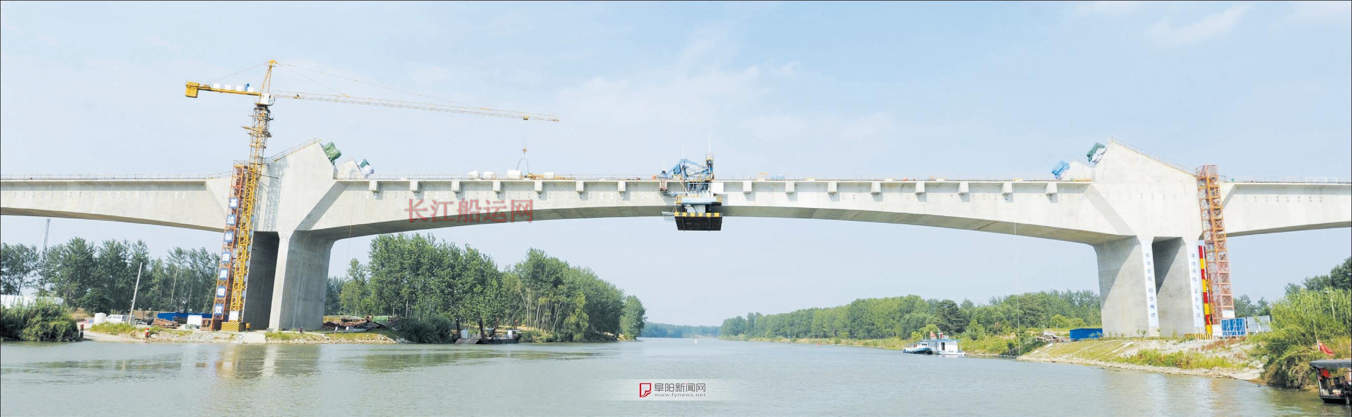 商合杭高铁跨沙颍河连续梁顺利合龙